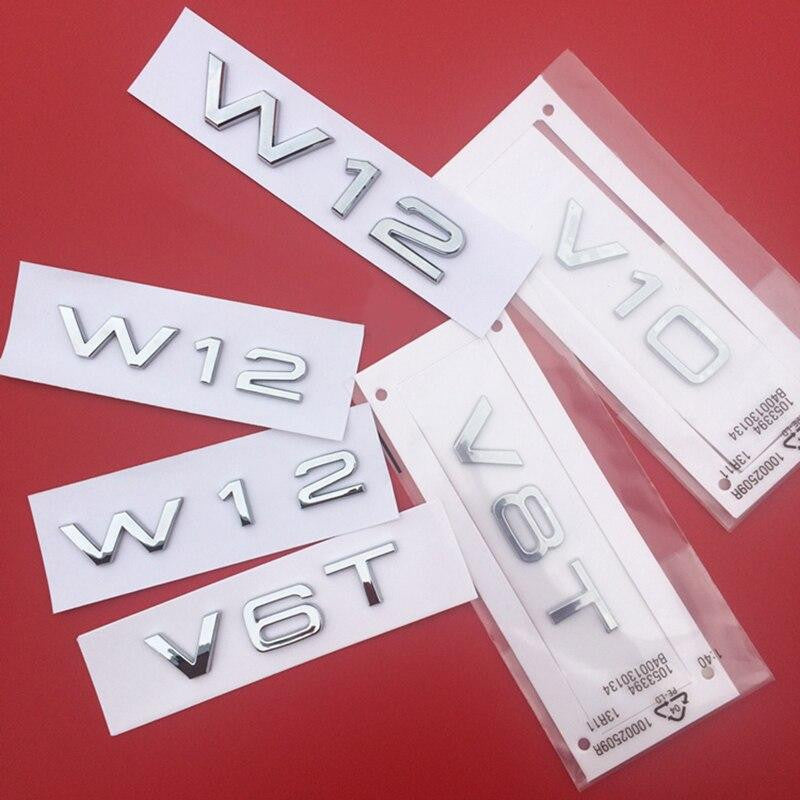 2Pcs V6T V8T V10 W12 Emblem for Audi A4L A5 A6L A7 A8L TT RS7 SQ5 Car Styling Fender Side Rear Trunk Badge Sticker - larahd