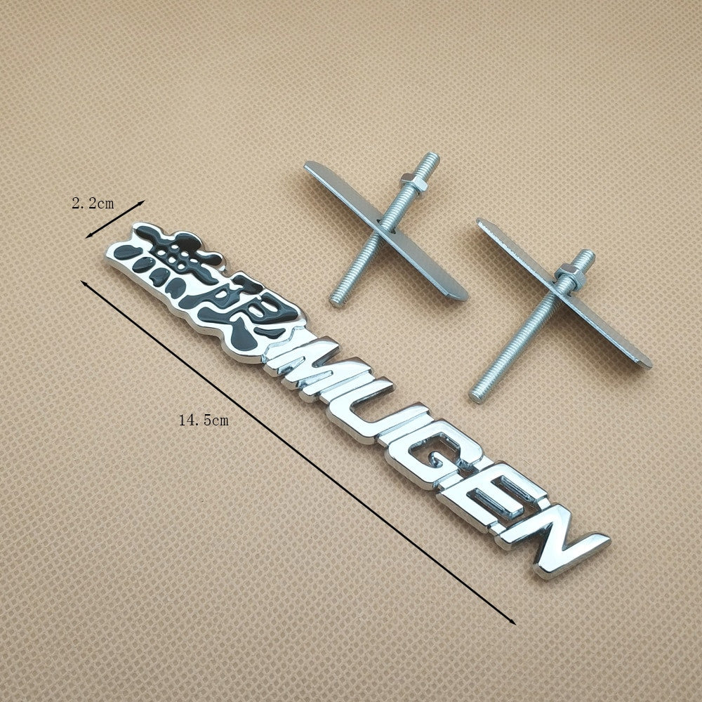 MUGEN Logo Front Grille Emblem Chrome Metal Racing Sport Grill Badge