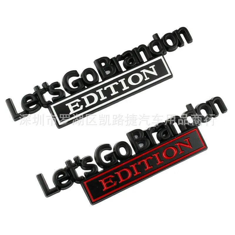 2x Lets Go Brandon Edition Car Emblem Fender Trunk Tailgate Metal Badge Sticker - larahd