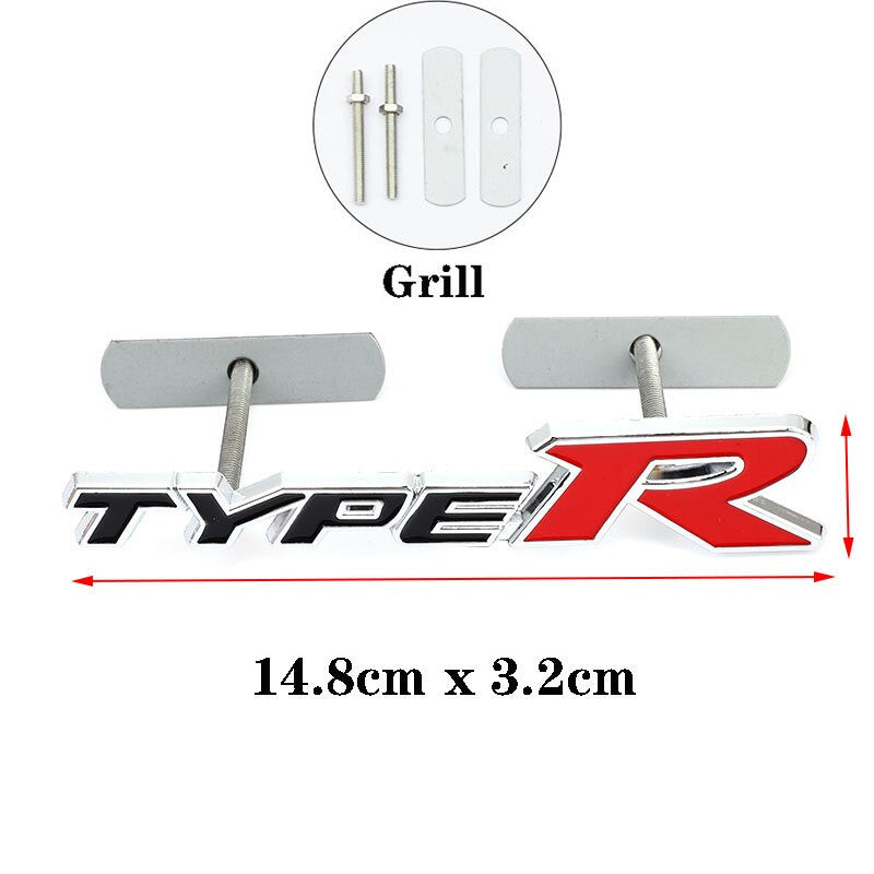 Metal Stickers Decals Front Hood Grill Emblem for Honda Type R Racing Type S - larahd