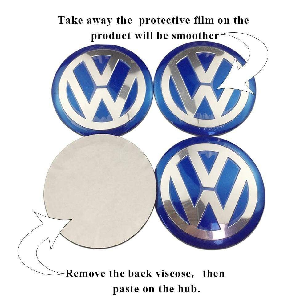 56mm 4PCS Volkswagen VW GTI Rabbit ABT Rline Passat Tiguan Bora Golf Car Wheel Center Hub Cap Sticker Emblem Badge Decal - larahd