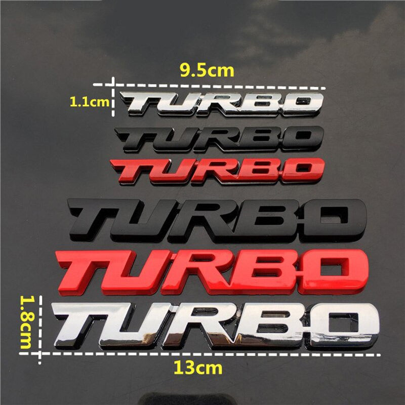 TURBO Emblem Chrome Metal Zinc Fender Trunk 3D Sticker for Cruze Geely BMW Benz Audi VW - larahd