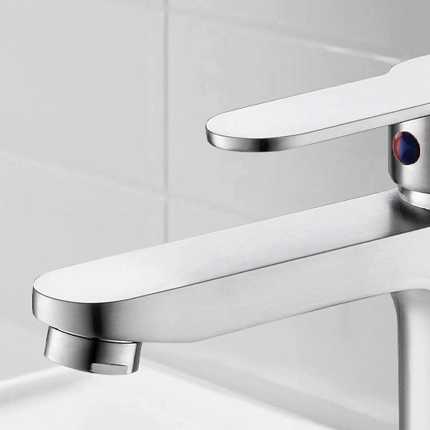 Single Hole Single-Handle Stainless Steel Bathroom Faucet in contemporary design - larahd