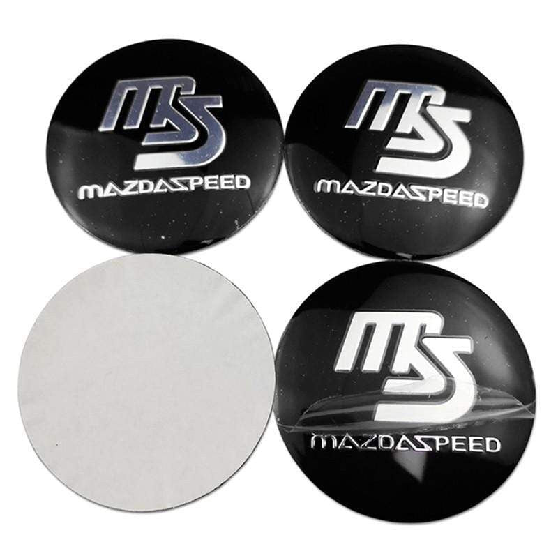 4PCS 56mm MS Mazda Speed Car Wheel Center Hub Cap Sticker Auto Tire Emblem Badge Decal