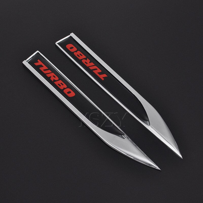 2pcs Sticker Side Wing Badge Emblem Decal for BMW Audi A3A4 Turbo 4X4 4WD Sports