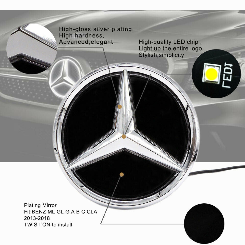 Mirror Led Star Front Logo Emblem Grille Light For Mercedes Benz Twist Type