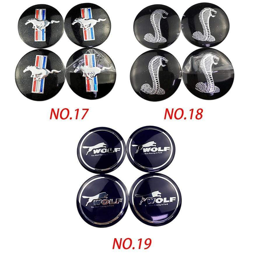 4pcs 56mm Ford Modified Horse Wolf Shelby FOOSE RS ST Car Wheel Center Hub Cap Sticker Emblem Badge Decal-Realmancar