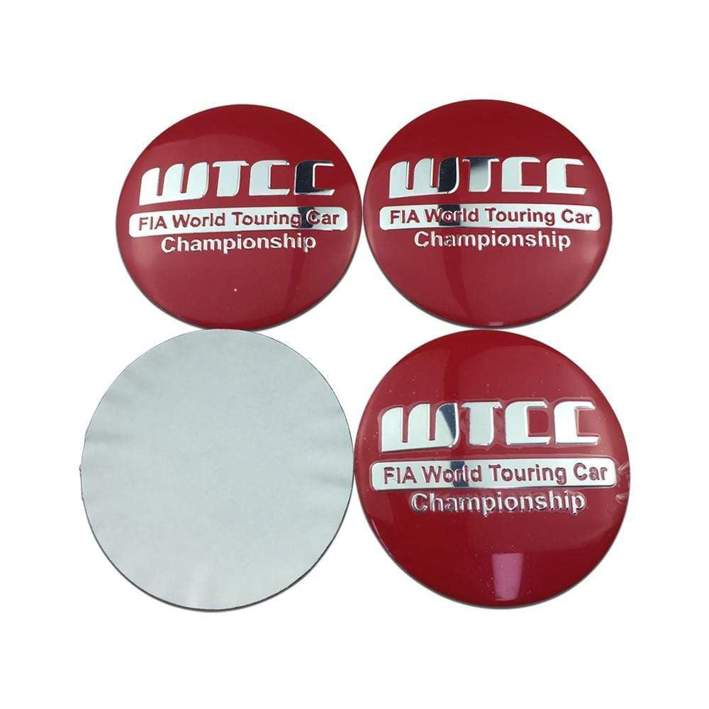 4PCS 56mm WTCC Car Wheel Center Hub Cap Sticker Auto Tire Emblem Badge Decal