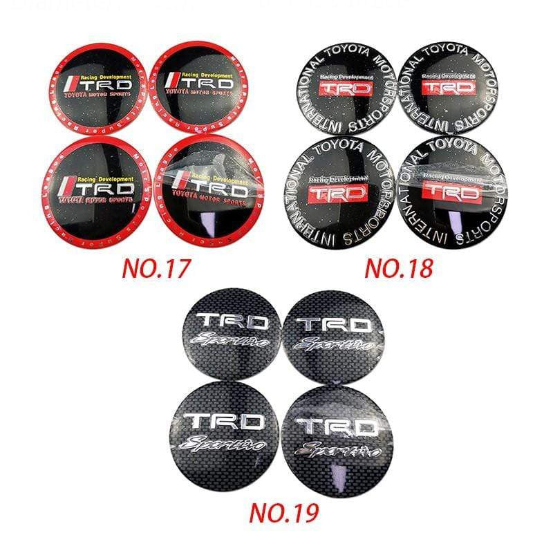 56mm 4pcs Toyota TRD VXR Vios Camry Corolla 4runner Tundra Crown Car Wheel Center Hub Cap Sticker Emblem Badge Decal-Realmancar