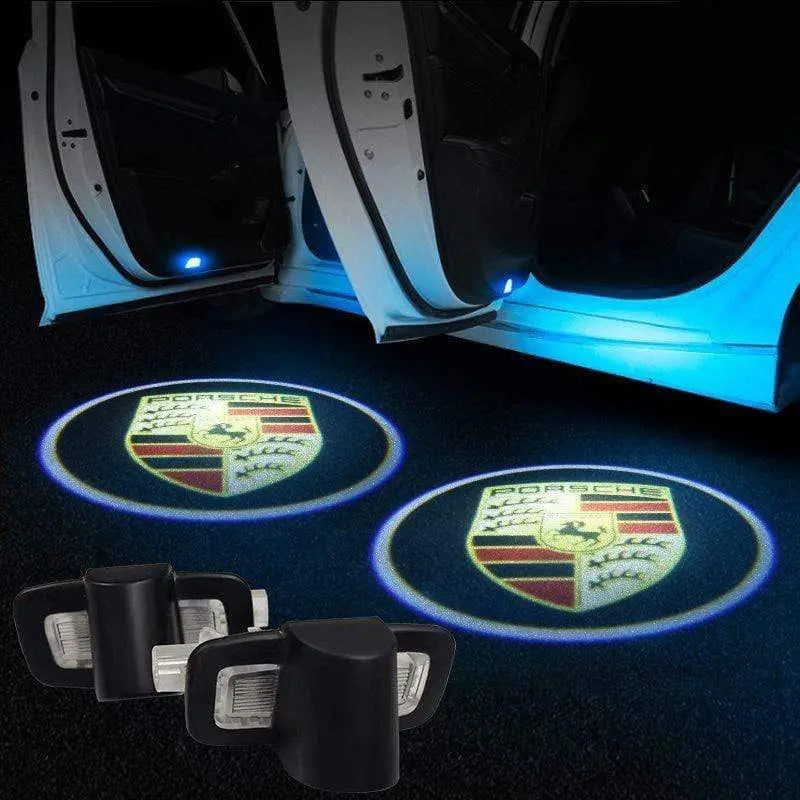 2PCS LED Car Laser Projector HD Welcome Door Trim Lights compatible For Porsche