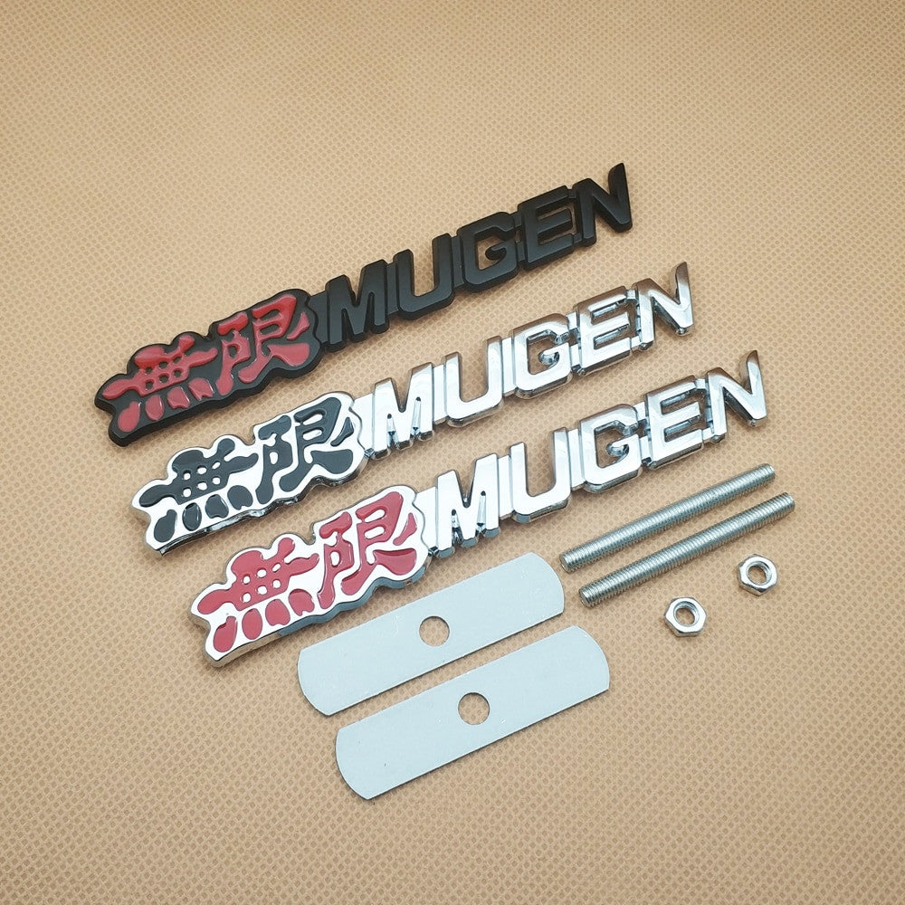 MUGEN Logo Front Grille Emblem Chrome Metal Racing Sport Grill Badge - larahd