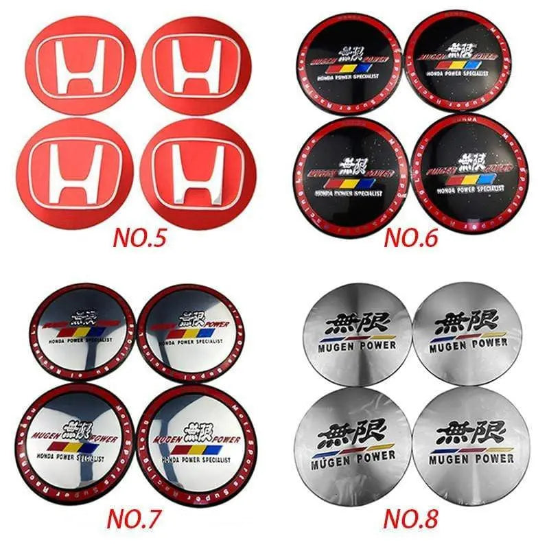 4pcs 56mm Honda Mugen Power Odyssey City Insight Accord Civic CRV Car Wheel Center Hub Cap Sticker Emblem Badge Decal - larahd