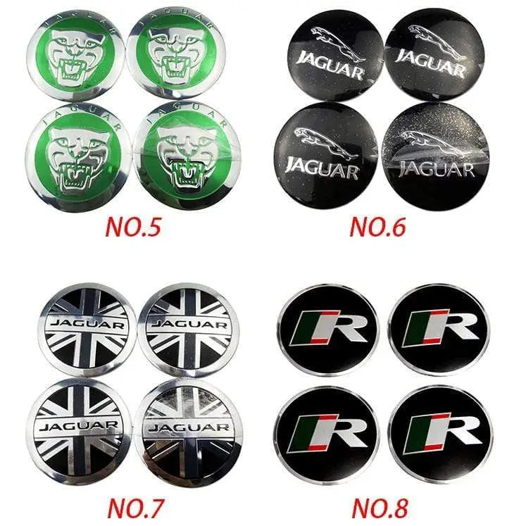 56mm 4PCS Jaguar Leopard Head XF XJ-S XJ-6 X-Type XE S-Type XKR XK Car Wheel Center Hub Cap Sticker Emblem Badge Decal - larahd