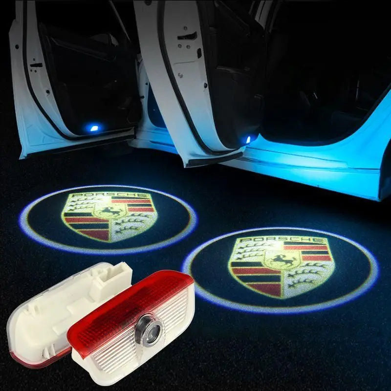 2PCS LED Car Laser Projector HD Welcome Door Trim Lights compatible For Porsche