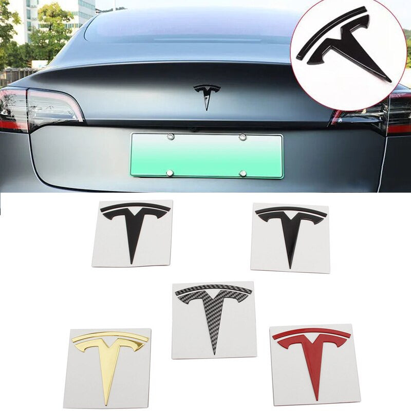 Metal Alloy Front Hood & Rear Tesla Emblem T Logo Badge For Tesla Model 3 - larahd