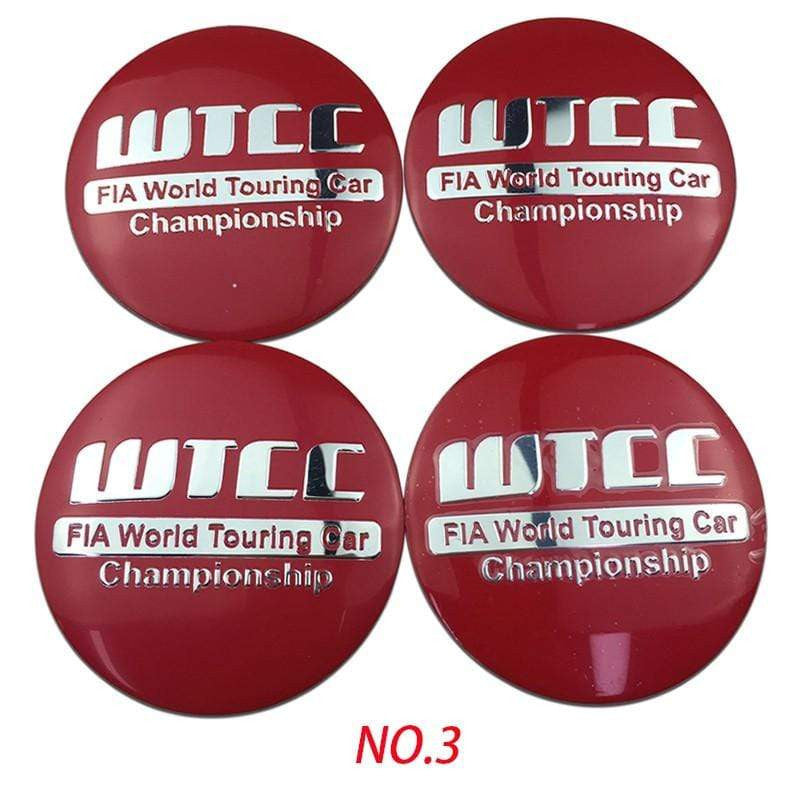 4PCS 56mm WTCC Car Wheel Center Hub Cap Sticker Auto Tire Emblem Badge Decal - larahd