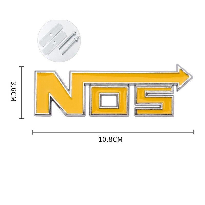 Metal NOS Nitrous Oxide Systems Vintage Car Grill Emblem Badge Decal Sticker