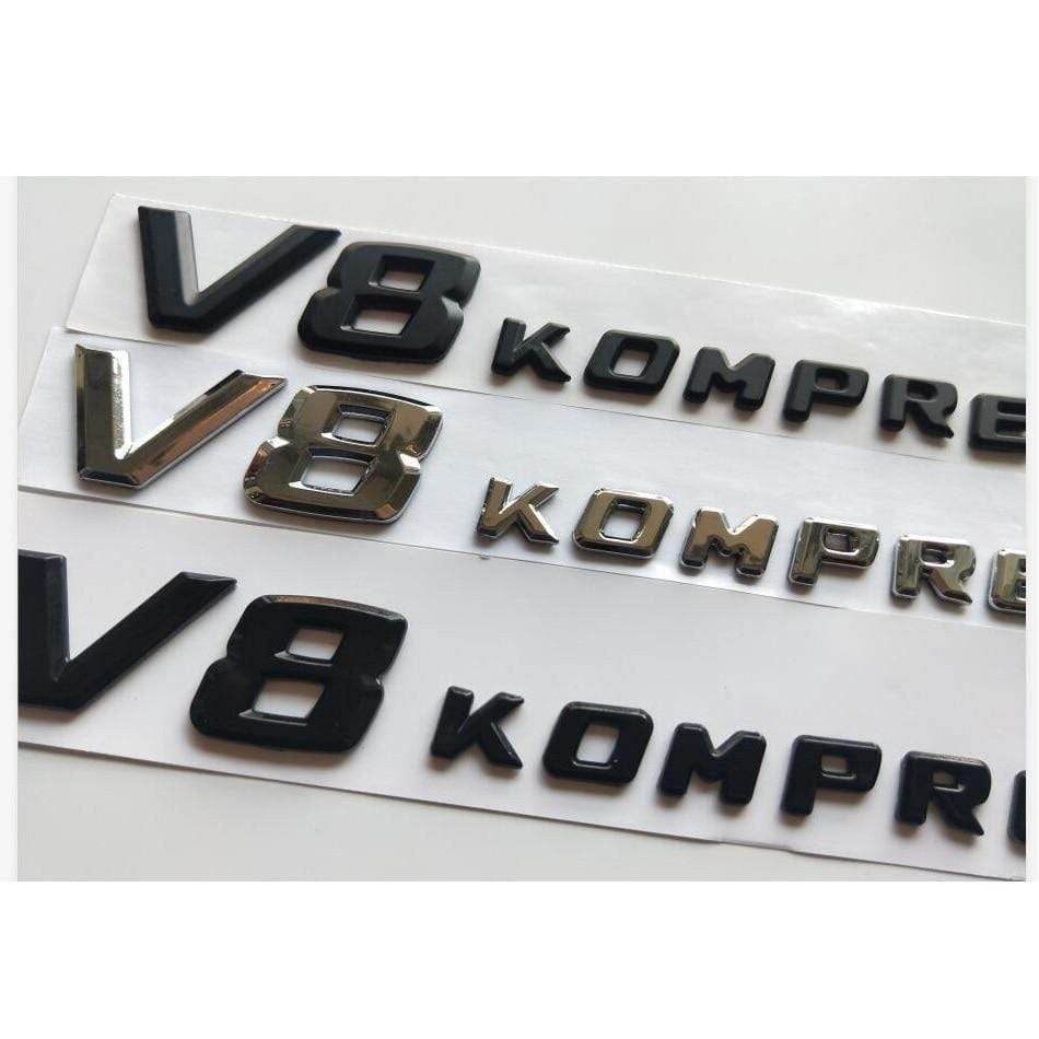 V8 KOMPRESSOR Letters Badge Emblem Emblems Decal Sticker for Mercedes Benz AMG V8KOMPRESSOR - larahd