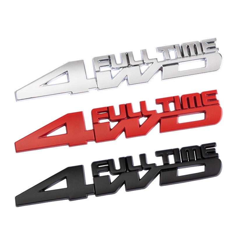 2x Metal 4WD FULL TIME 4X4 Car Fender Trunk Emblem Badge Decal Sticker 4X4