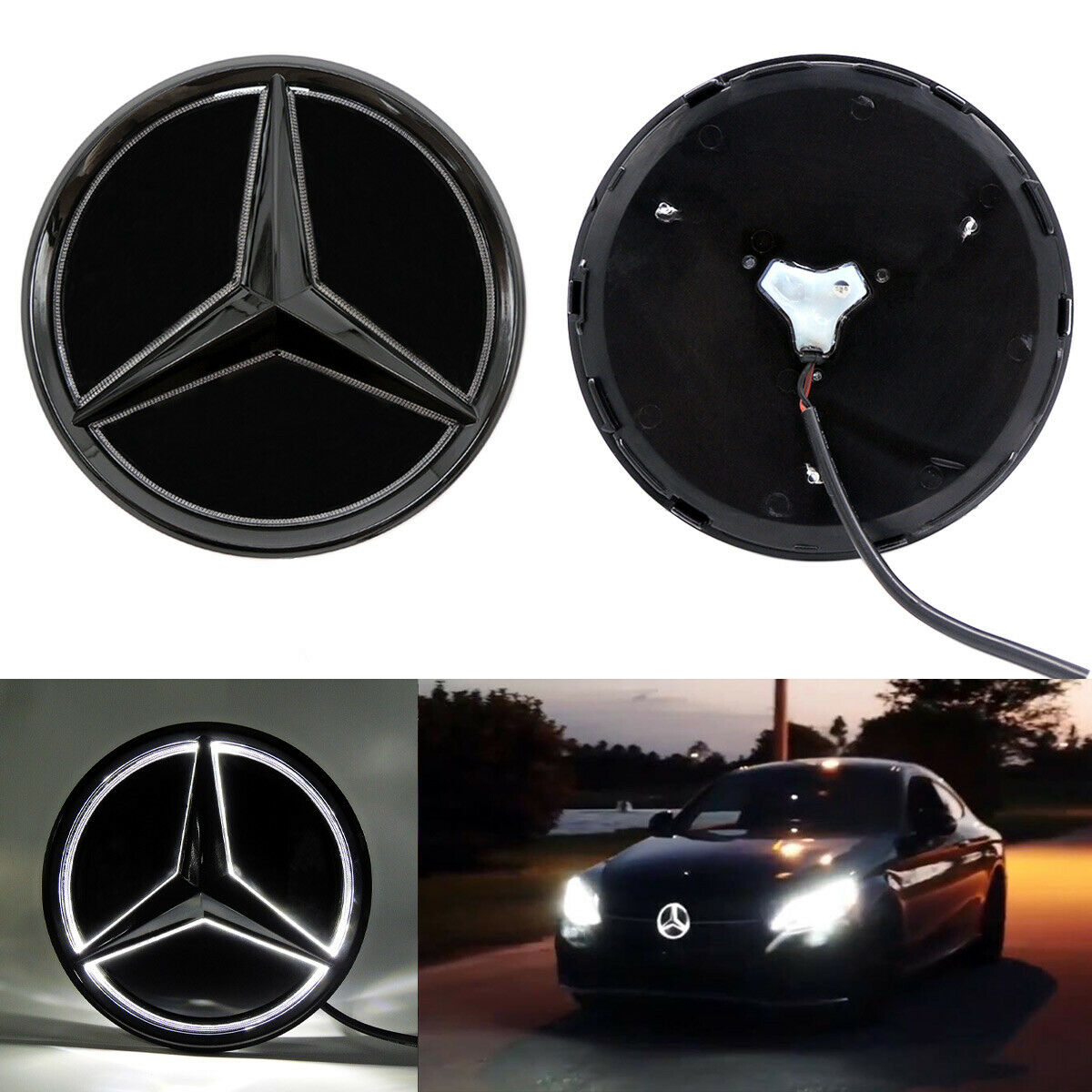 Black Car Led Star Logo Grille Light For Mercedes Benz C CLA CLS A Class 19-21 - larahd