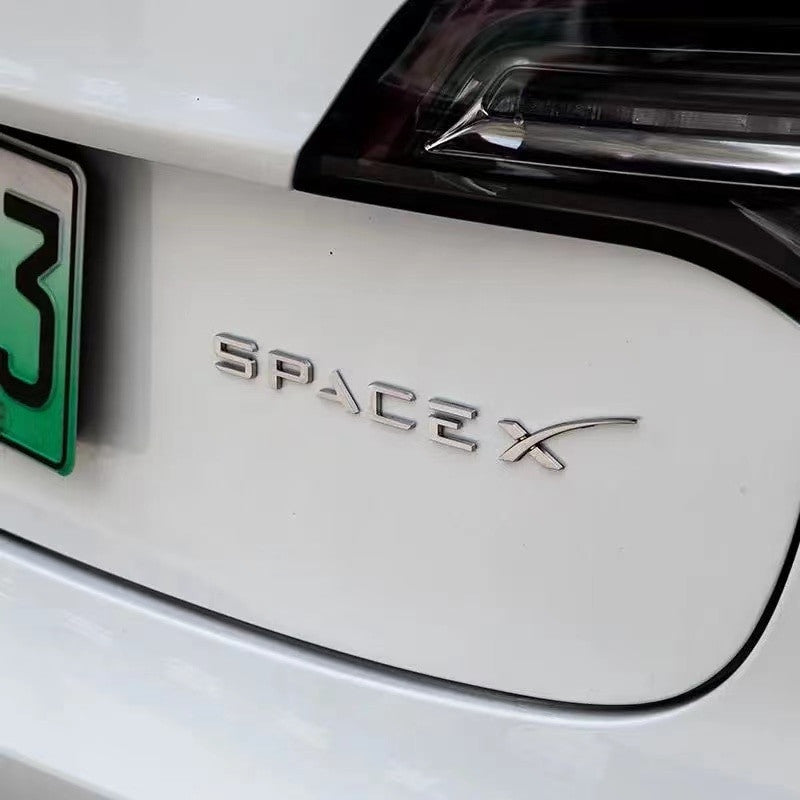 Space X Letter Rear Tail Emblem Sticker Badge Decal For TESLA Model 3 X S - larahd