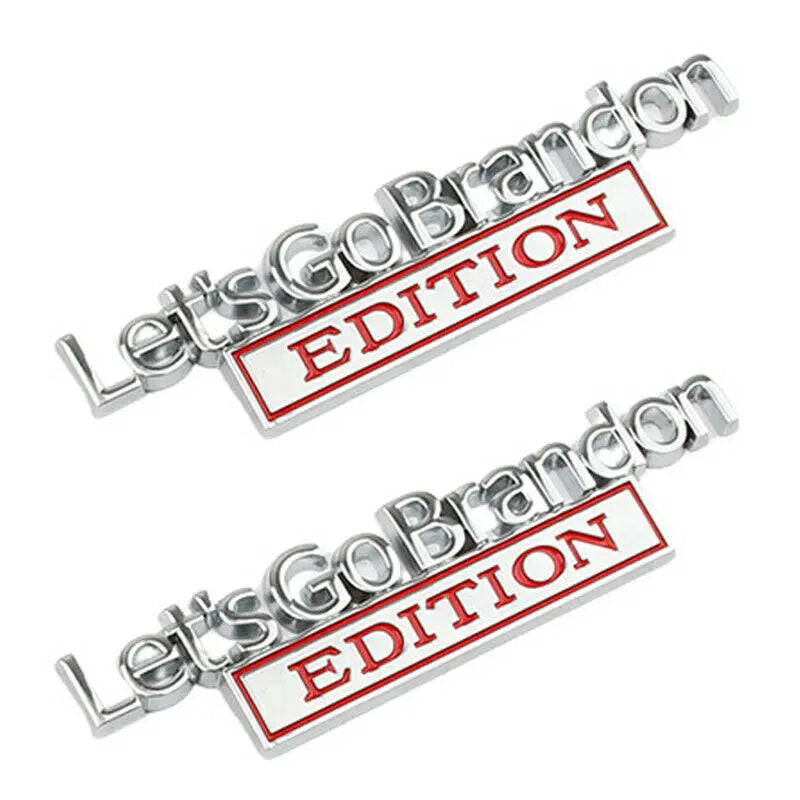 2x Lets Go Brandon Edition Car Emblem Fender Trunk Tailgate Metal Badge Sticker