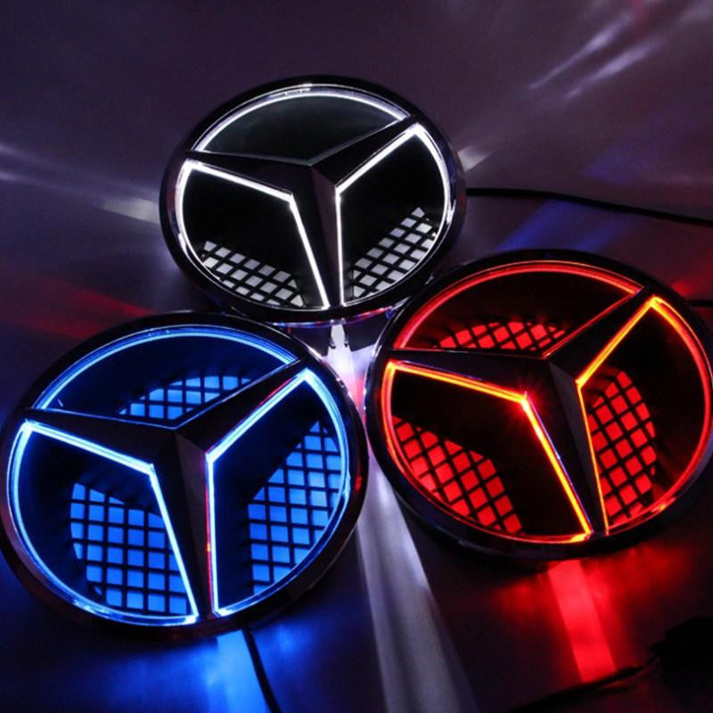 LED  Illuminated Front Light Logo Car Front Grill Grille Star Emblem Badge for Mercedes-Benz-Realmancar