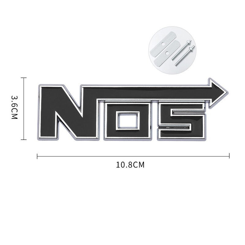 Metal NOS Nitrous Oxide Systems Vintage Car Grill Emblem Badge Decal Sticker