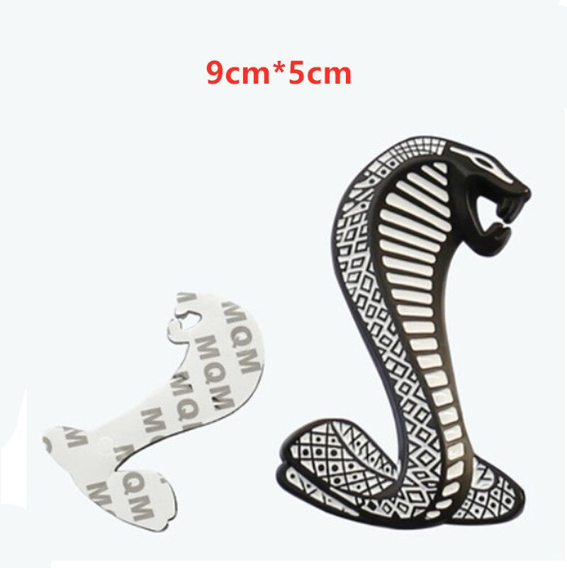 1pcs Metal Snake Cobra Badge Front Grille Emblem Rear Trunk Decal Sticker for Mustang - larahd