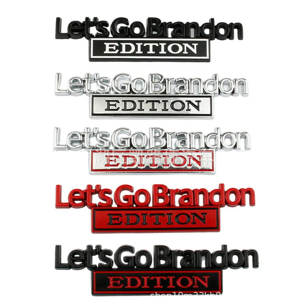 2x Lets Go Brandon Edition Car Emblem Fender Trunk Tailgate Metal Badge Sticker - larahd