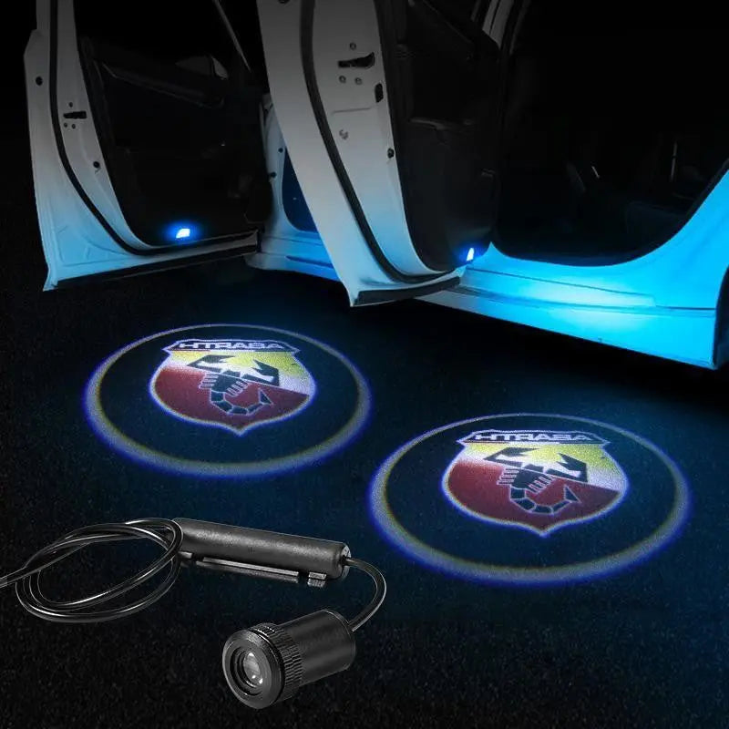 2pcs LED Car Door Courtesy Projector Laser Ghost Shadow Light For Abarth Logo