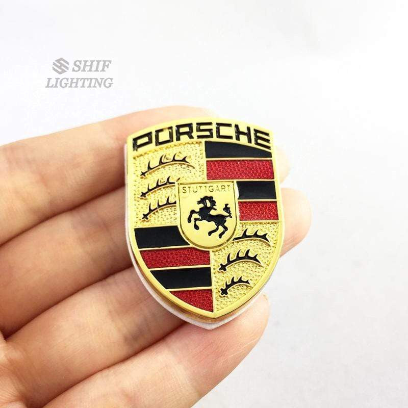 2 x Metal PORSCHE Horse Logo Car Auto Rear Trunk Lid Decorative Emblem Sticker Badge Decal For Porsche