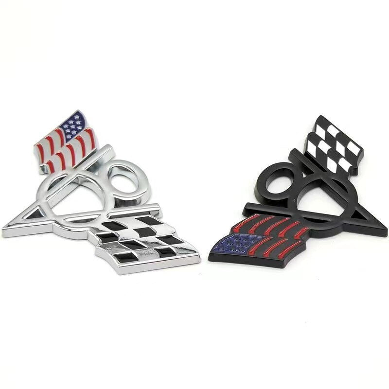 3D Metal V8 USA UK Germany France Italy Flag Sticker Emblem Badge for Fiat Ford Lada Audi Opel Skoda - larahd