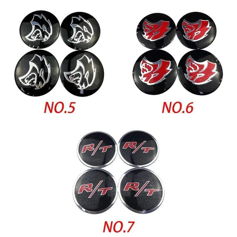 4PCS 56mm Dodge Sheep Viper RT Car Wheel Center Hub Cap Sticker Auto Tire Emblem Badge Decal - larahd