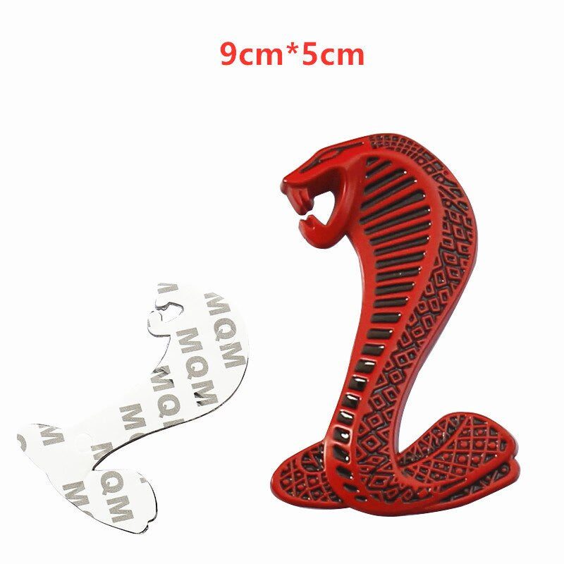 1pcs Metal Snake Cobra Badge Front Grille Emblem Rear Trunk Decal Sticker for Mustang - larahd