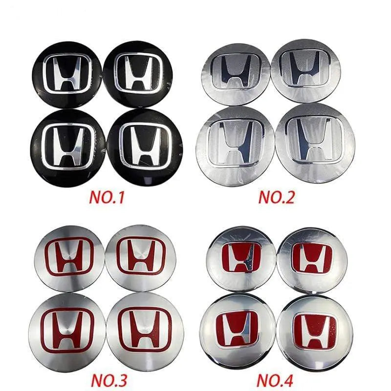 4pcs 56mm Honda Mugen Power Odyssey City Insight Accord Civic CRV Car Wheel Center Hub Cap Sticker Emblem Badge Decal - larahd