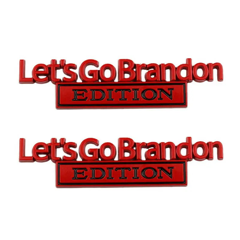 2x Lets Go Brandon Edition Car Emblem Fender Trunk Tailgate Metal Badge Sticker