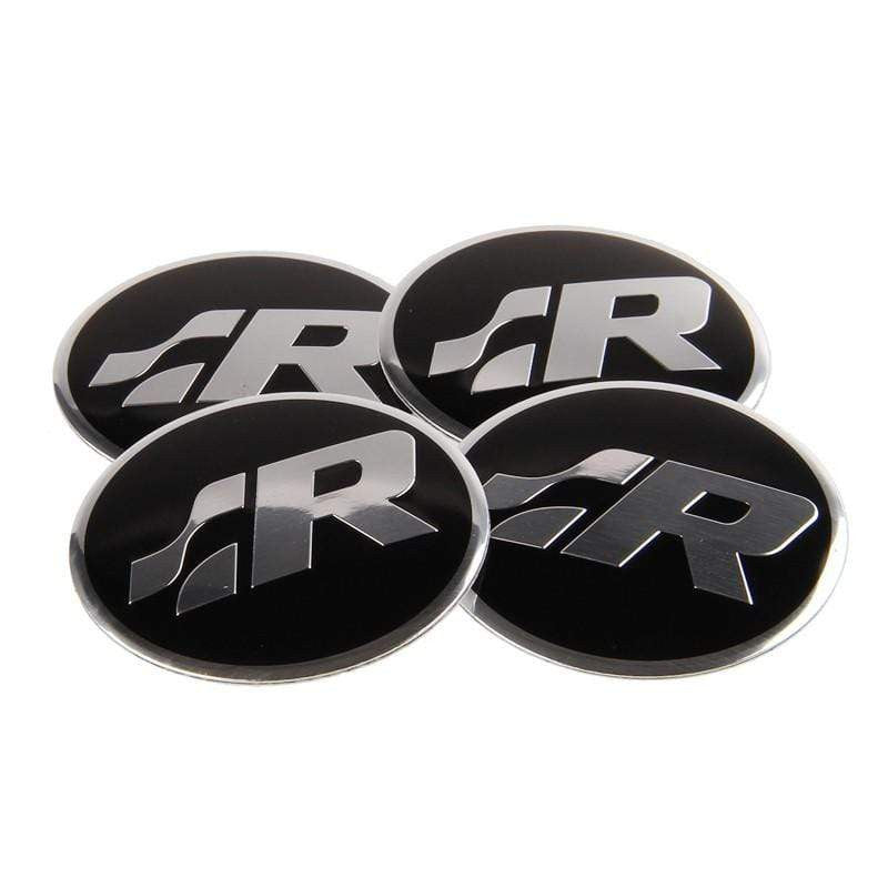 56mm 4PCS Volkswagen VW GTI Rabbit ABT Rline Passat Tiguan Bora Golf Car Wheel Center Hub Cap Sticker Emblem Badge Decal - larahd