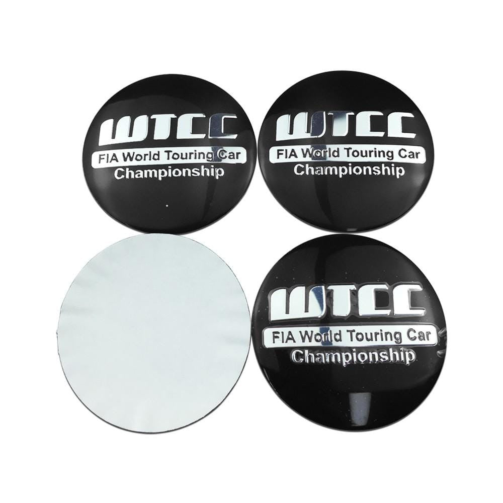 4PCS 56mm WTCC Car Wheel Center Hub Cap Sticker Auto Tire Emblem Badge Decal