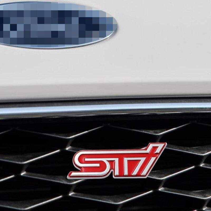 1pcs Car Styling 3D Metal STI Front Grille Sticker Emblem Badge For Subaru Legacy Forester Outback Impreza STI Car Accessories