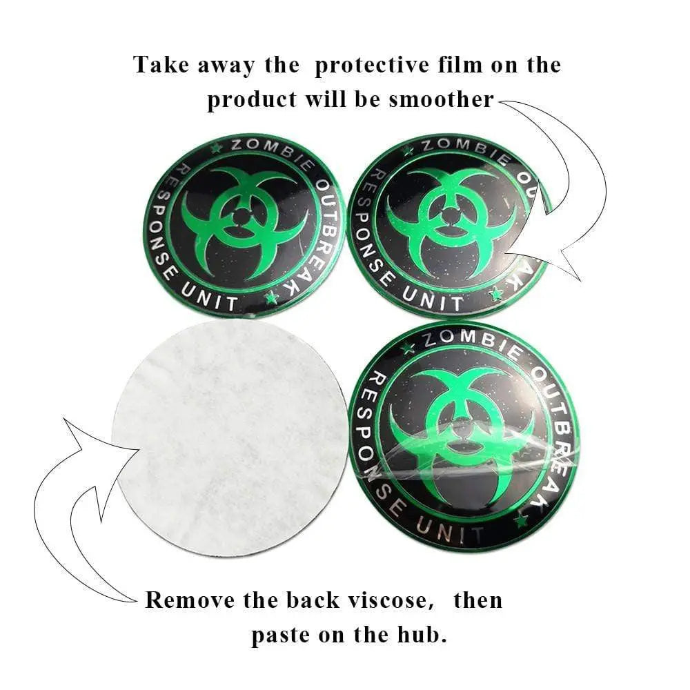 4PCS 56mm Biochemical Crisis Umbrella Car Wheel Center Hub Cap Sticker Auto Tire Emblem Badge Decal - larahd