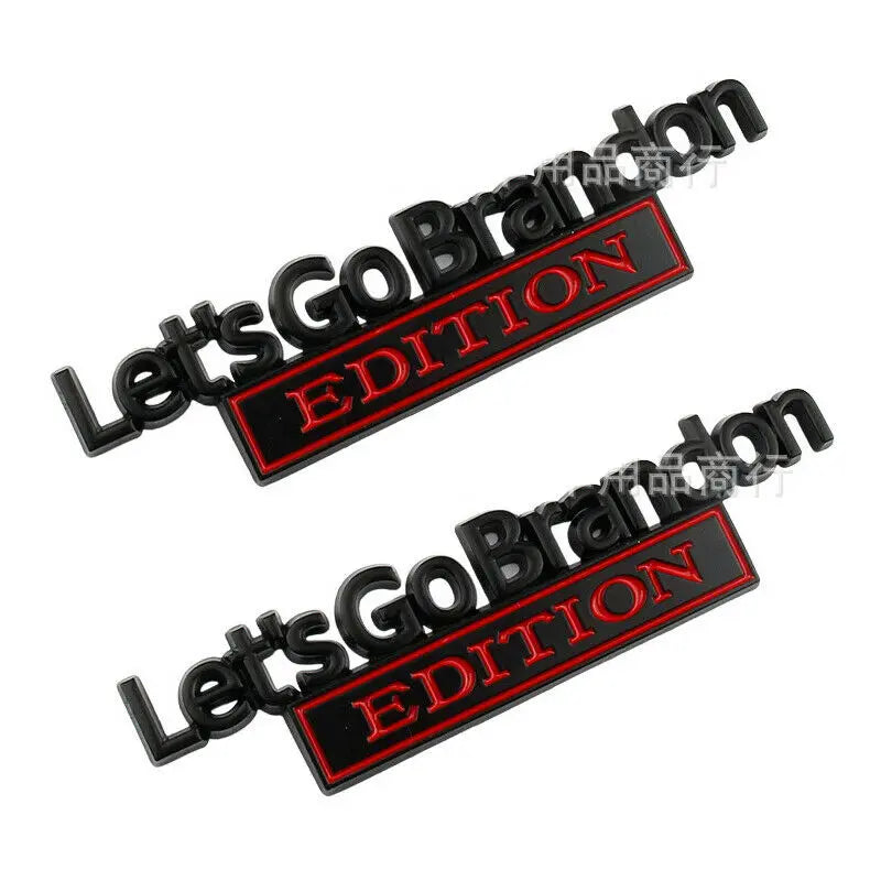 2x Lets Go Brandon Edition Car Emblem Fender Trunk Tailgate Metal Badge Sticker