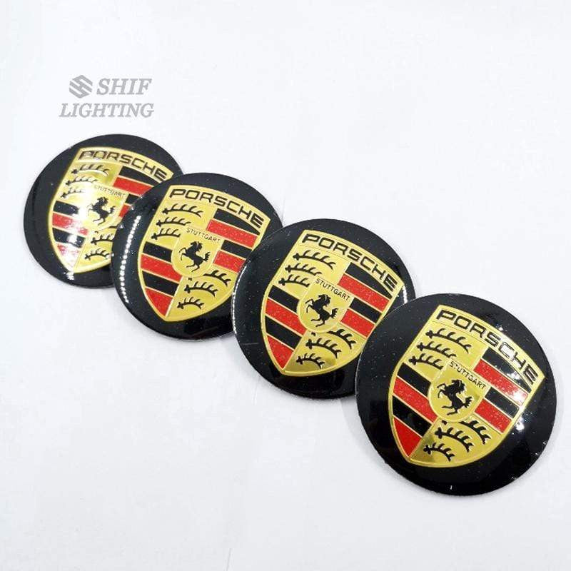 4 X 56mm PORSCHE HORSE Logo Car Auto Decorative Wheel Hub Center Caps Covers Emblem Sticker Decal Badge