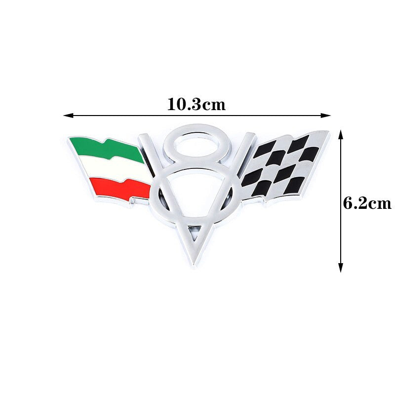 3D Metal V8 USA UK Germany France Italy Flag Sticker Emblem Badge for Fiat Ford Lada Audi Opel Skoda