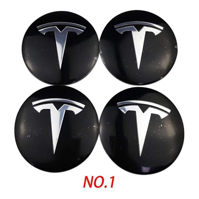 4PCS 56mm Tesla Logo Car Wheel Center Hub Cap Sticker Auto Tire Emblem Badge Decal - larahd