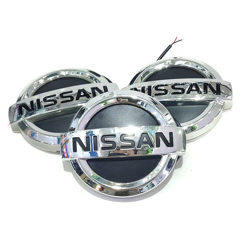 New WHITE RED BLUE 5D LED Tail LOGO Light Badge Emblem For Nissan TIIDA X-TRAIL - larahd