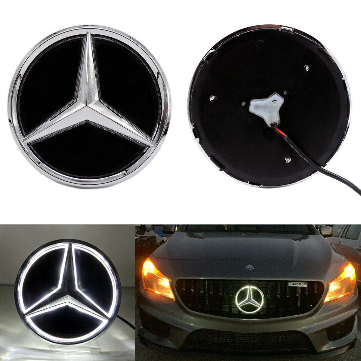 Mirror Car Led Star Logo Grille Badge Light For Mercedes Benz C Class 2019-2020 - larahd