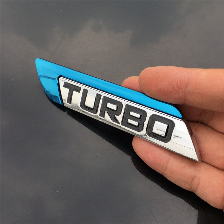 TURBO Emblem Chrome Metal Zinc Fender Trunk 3D Sticker for Cruze Geely BMW Benz Audi VW