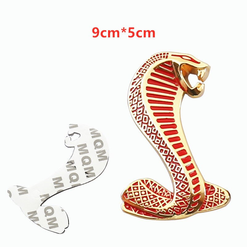 1pcs Metal Snake Cobra Badge Front Grille Emblem Rear Trunk Decal Sticker for Mustang - larahd