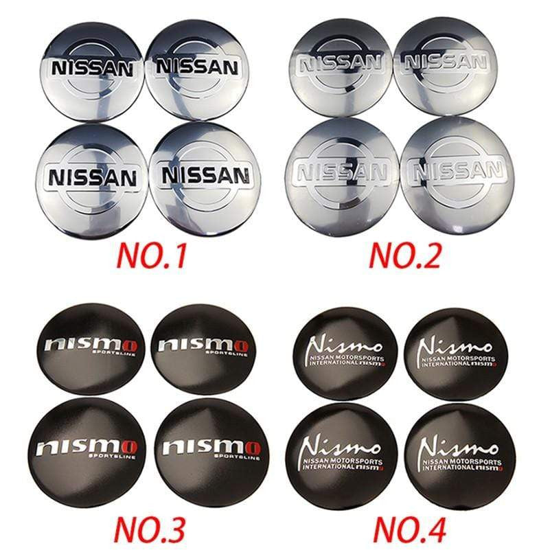 56mm 4PCS Nissan Nismo GTR X-Trail Qashqai tiida Altima sentra Car Wheel Center Hub Cap Sticker Emblem Badge Decal - larahd